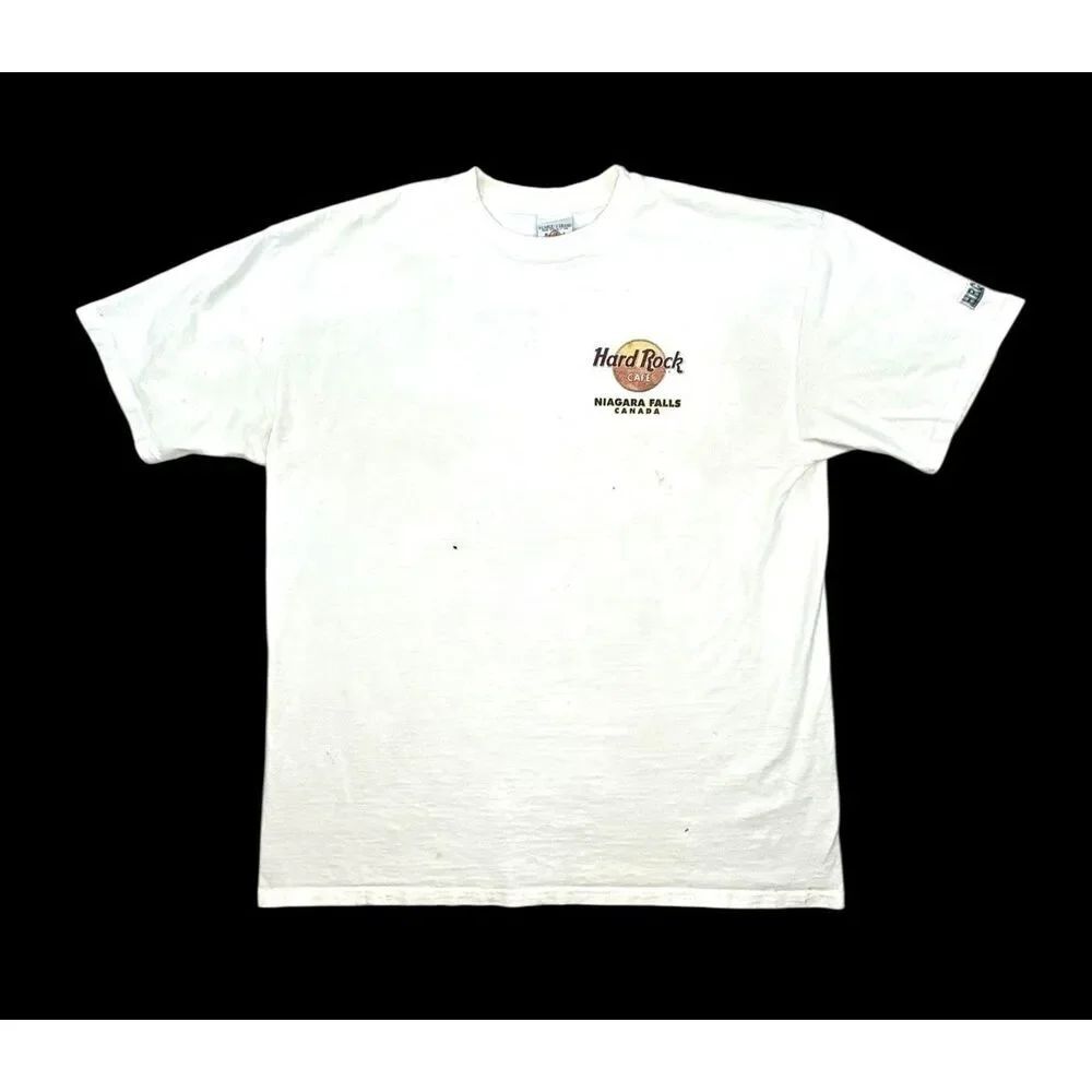 Vintage Hard Rock Cafe Niagara Falls Canada White Graphic T Shirt Heavy Tee XL